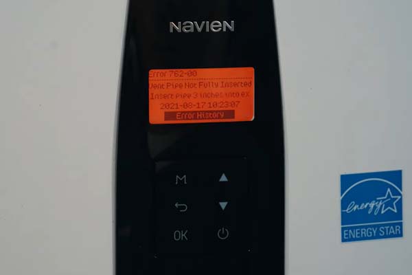 navine tankless water heater has an error mode