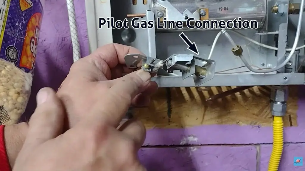 pilot gas line connection of glo warm heater